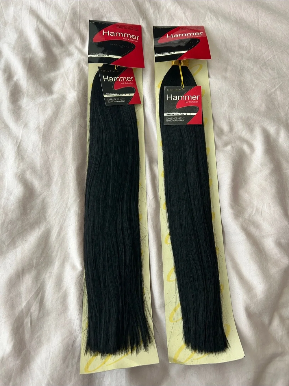 Hammer Hair Collection 18” Bulk 100% Human Hair Color 1 Black (2 packs)